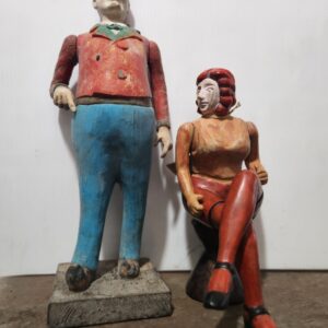 Set of two folk art wood style figures