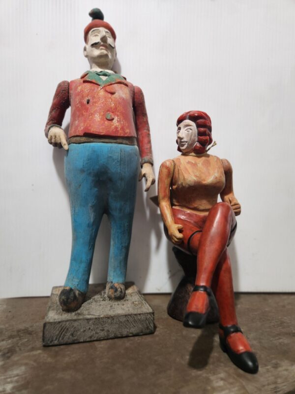 Set of two folk art wood style figures