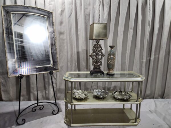 mirror glass top table decor items
