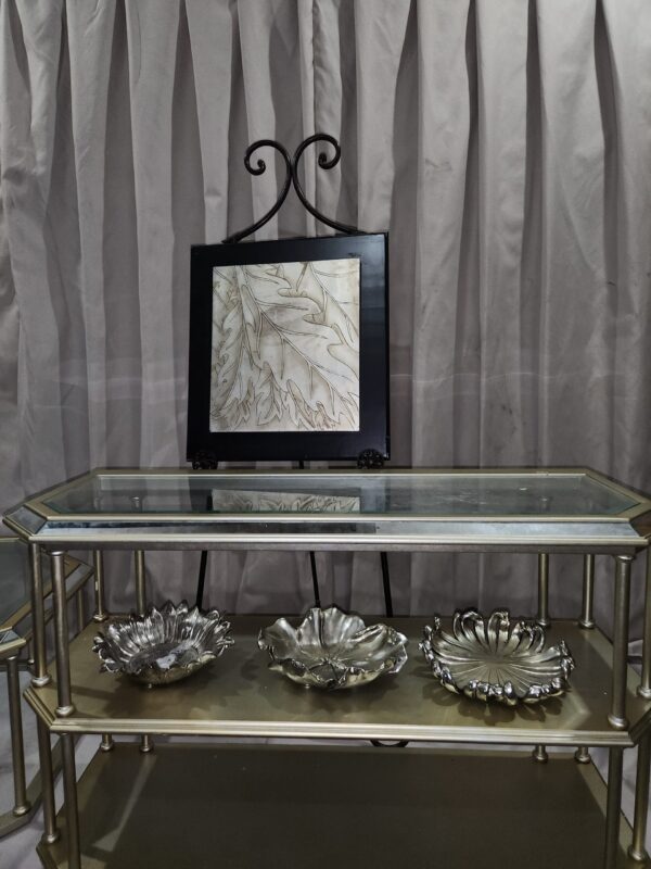 Large glass top table and decor lot - Image 3