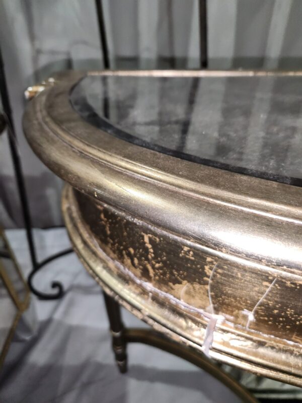 Sofa/Entry way table with artwork and glass chest - Image 3