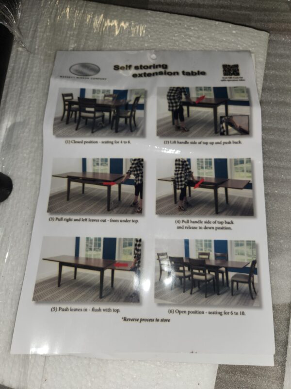 Self storing extension table