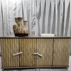 Large buffet style cabinet and vase set