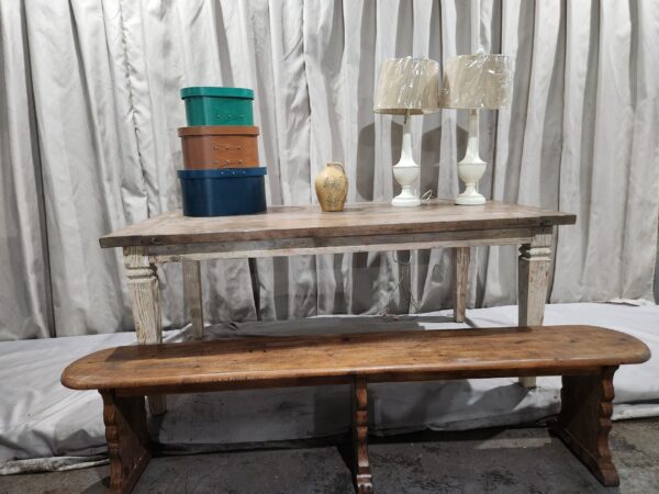 Large farm house table,bench and decor - Image 2