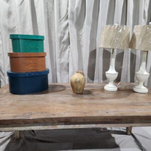 Large farm house table,bench and decor