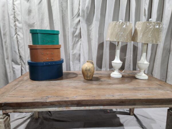 Large farm house table,bench and decor