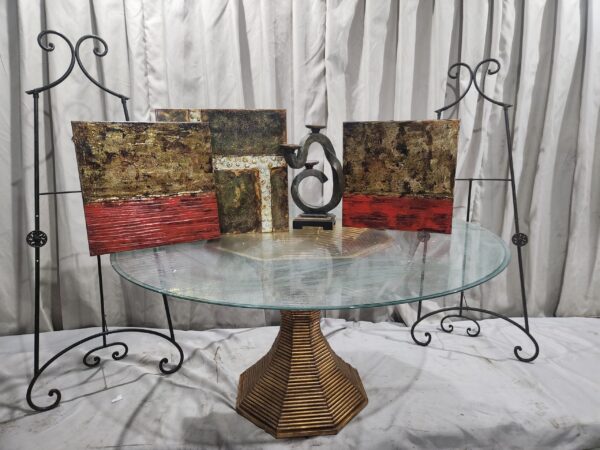 Glass top table with various decor items - Image 2