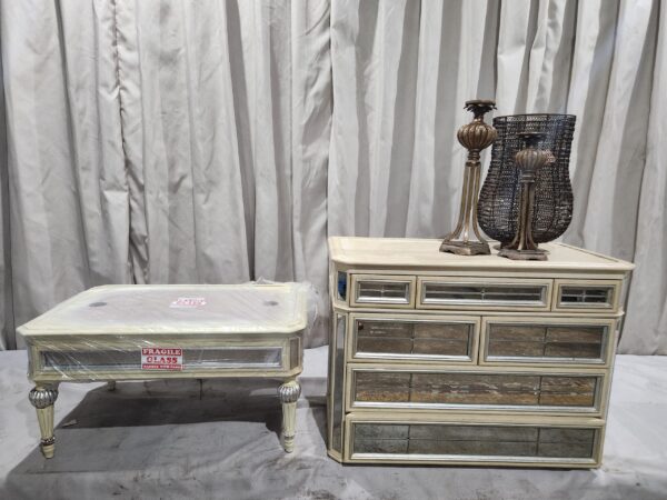 Two art deco tables and decor