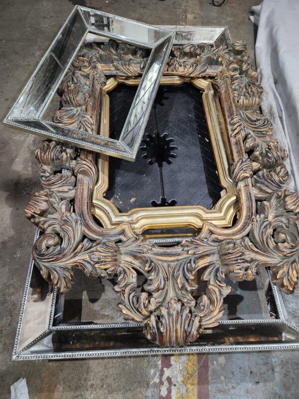 Lot of 5 larger frames some have mirrored accents - Image 2