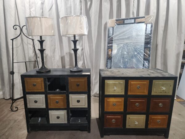 Cabinets, lamps and mirror lot - Image 2